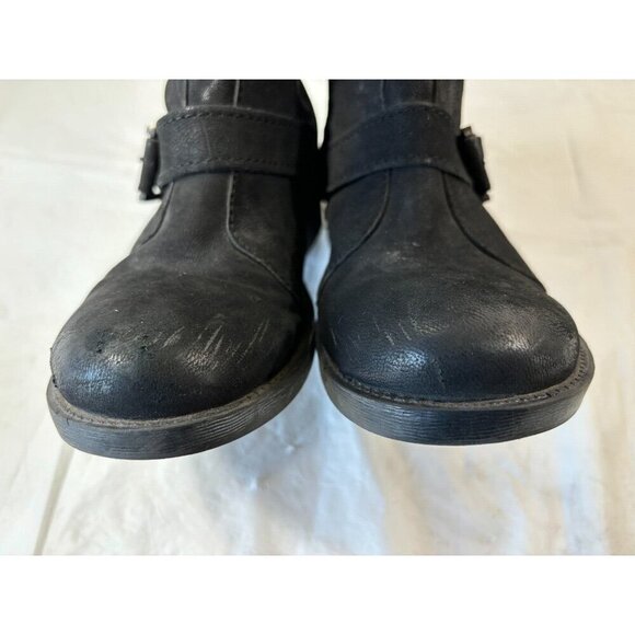 MIA Aleshia Tall Black Suede Knee High Boot w Buckles Zip biker Size 8.5 - Picture 10 of 14